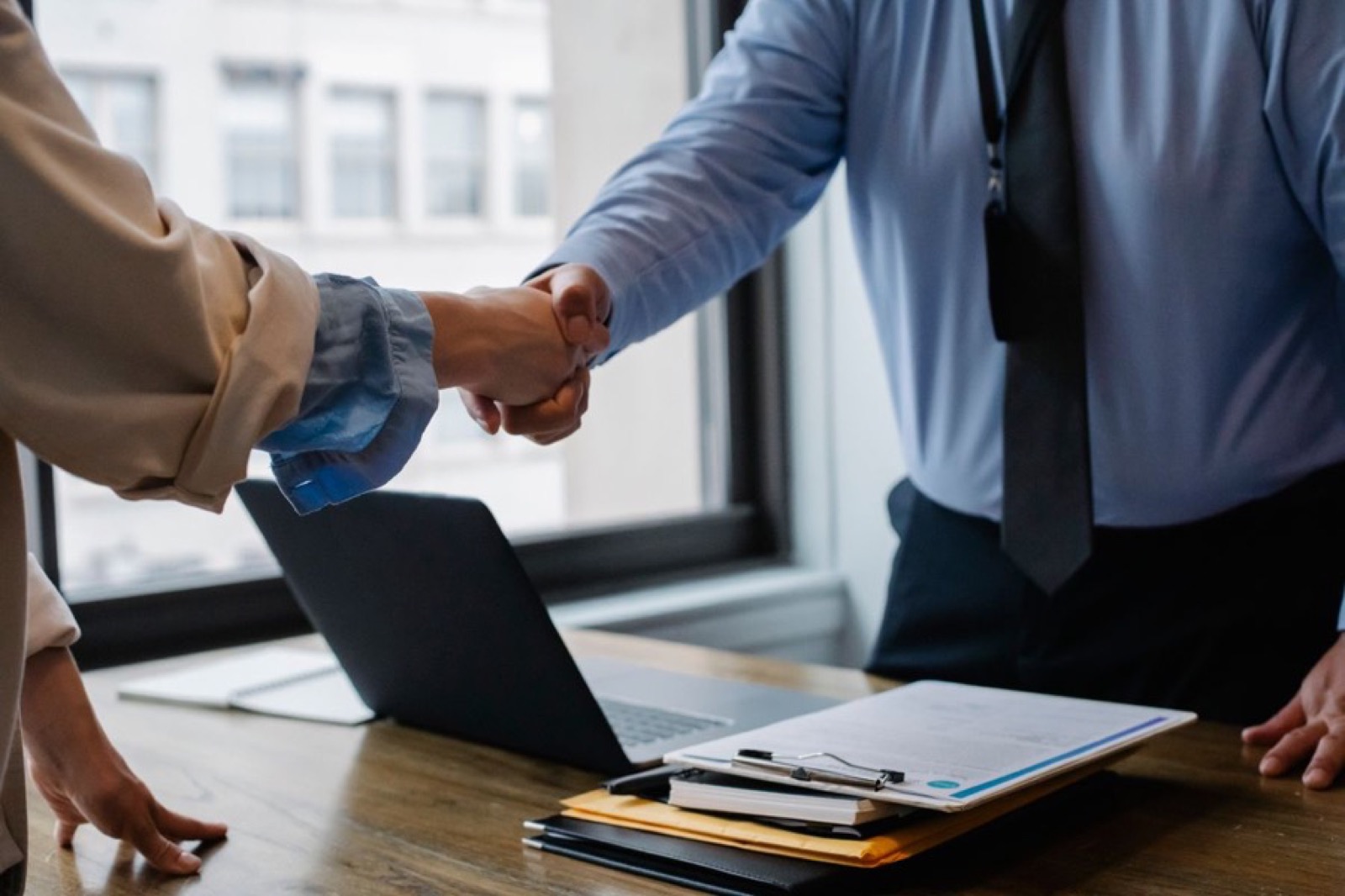 Handshake after agreeing the plan